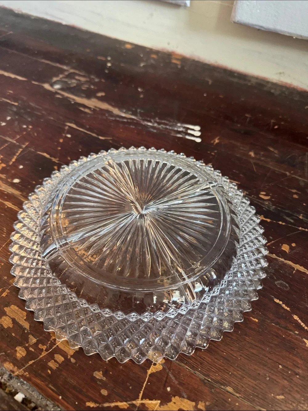 Clear Glass 4-Compartment Serving Dish with Diamond Border